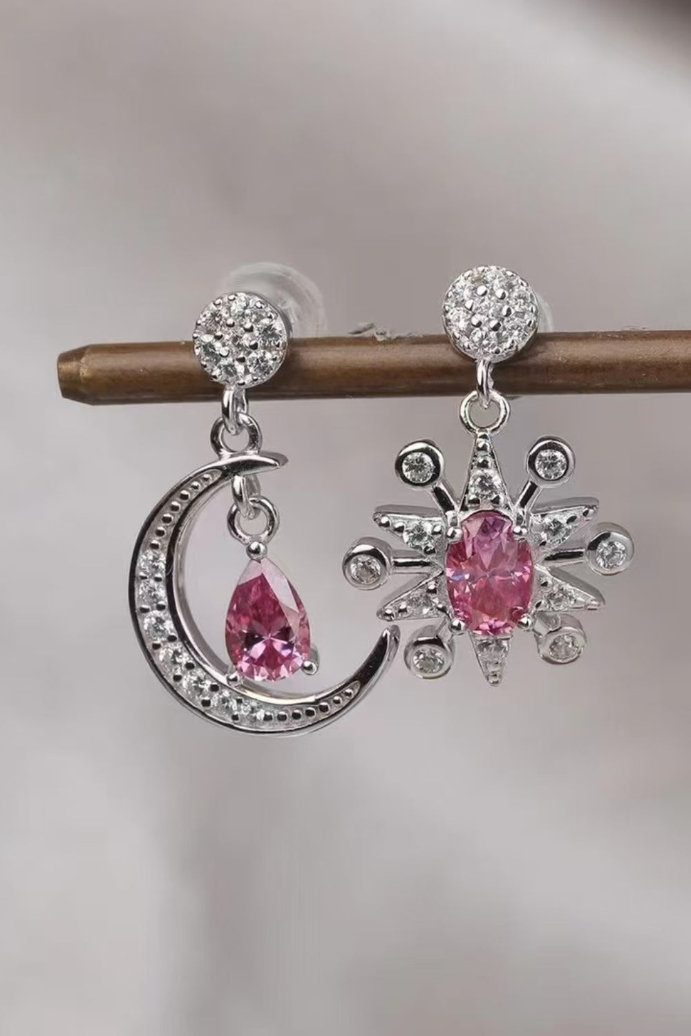 1 Carat Moissanite 925 Sterling Silver Moon & Star Earrings-Bijou Crush