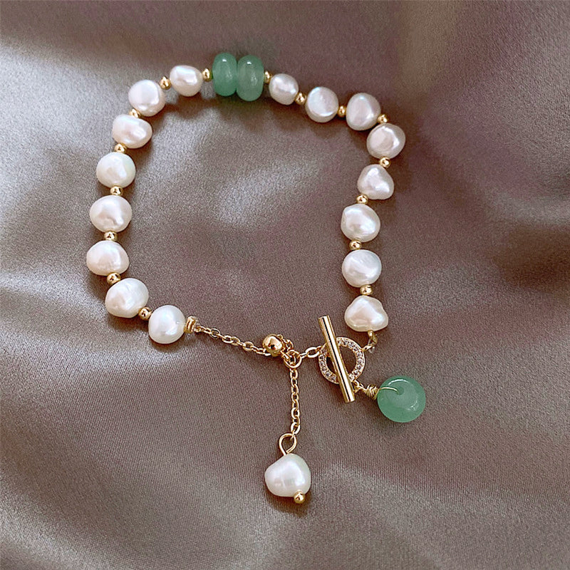 Pearl Green Stone Link Bracelet-Bijou Crush