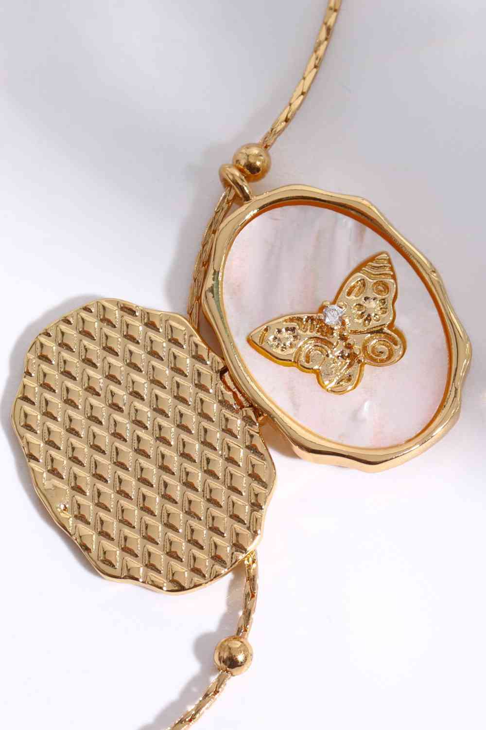 Butterfly Shell Pendant Copper Necklace-Bijou Crush