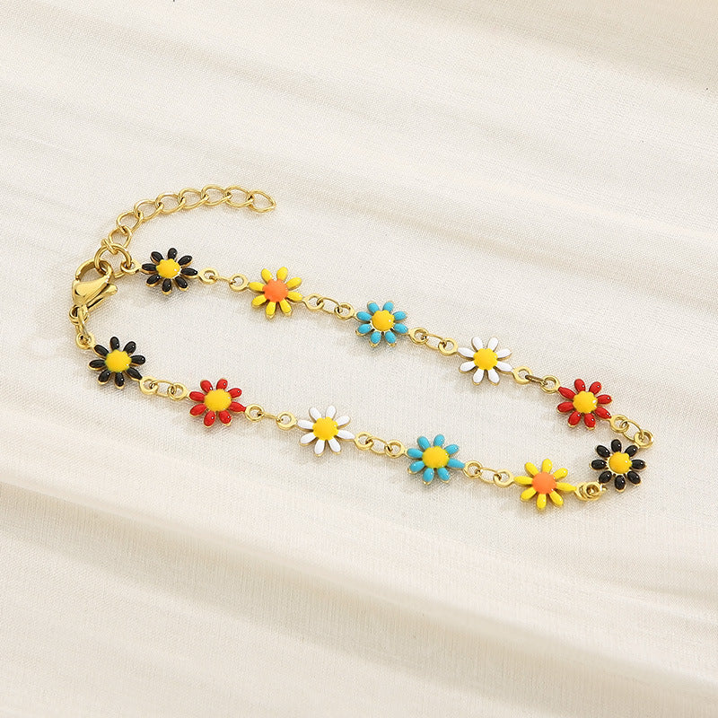 Flower & Cross Stainless Steel Bracelet-Bijou Crush