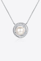 Moissanite Pearl Rhodium-Plated Necklace-Bijou Crush