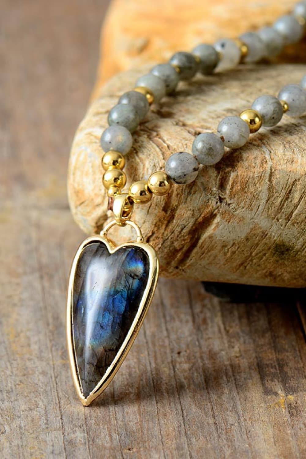Natural Stone Pendant Beaded Necklace-Bijou Crush