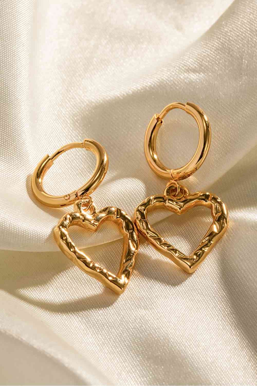 Heart Stainless Steel Drop Earrings-Bijou Crush