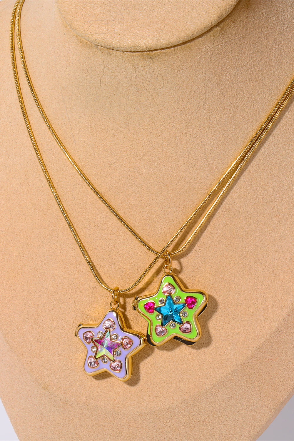 Rhinestone Decor Star Box Pendant Necklace-Bijou Crush