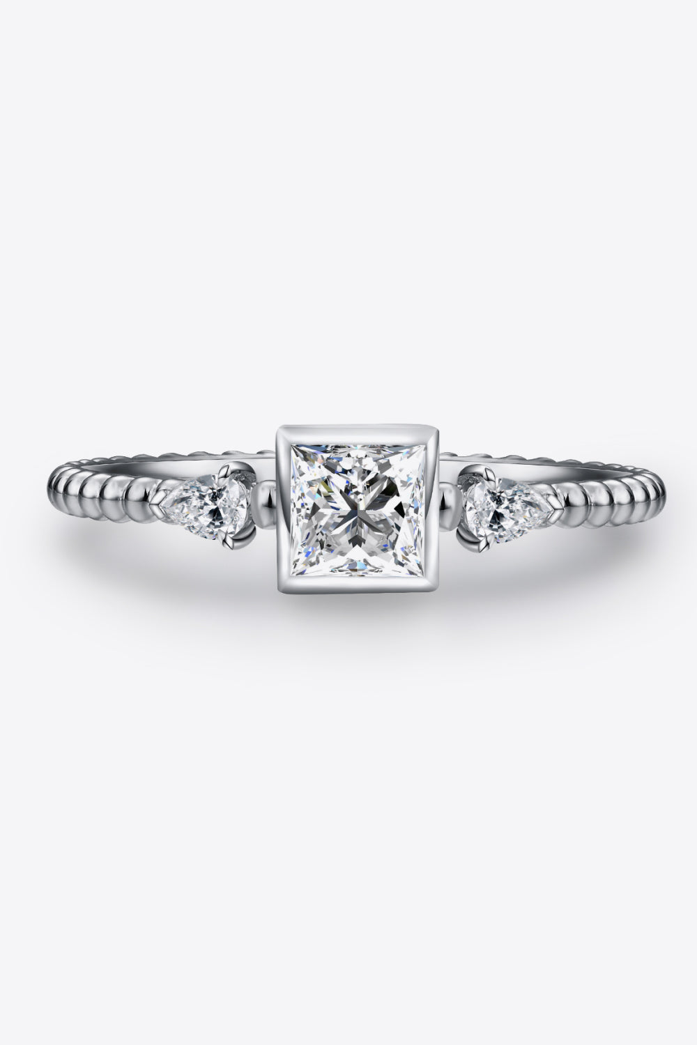 Moissanite Square Shape 925 Sterling Silver Ring-Bijou Crush