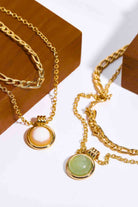 Copper 14K Gold-Plated Round Shape Aventurine Pendant Necklace-Bijou Crush
