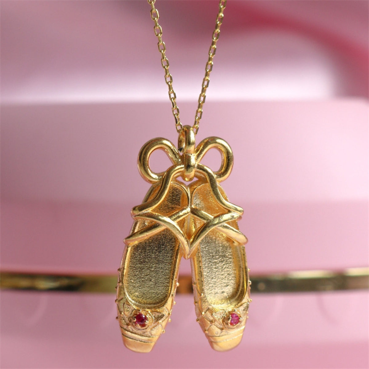 Copper Ballet Shoe Pendant Necklace-Bijou Crush