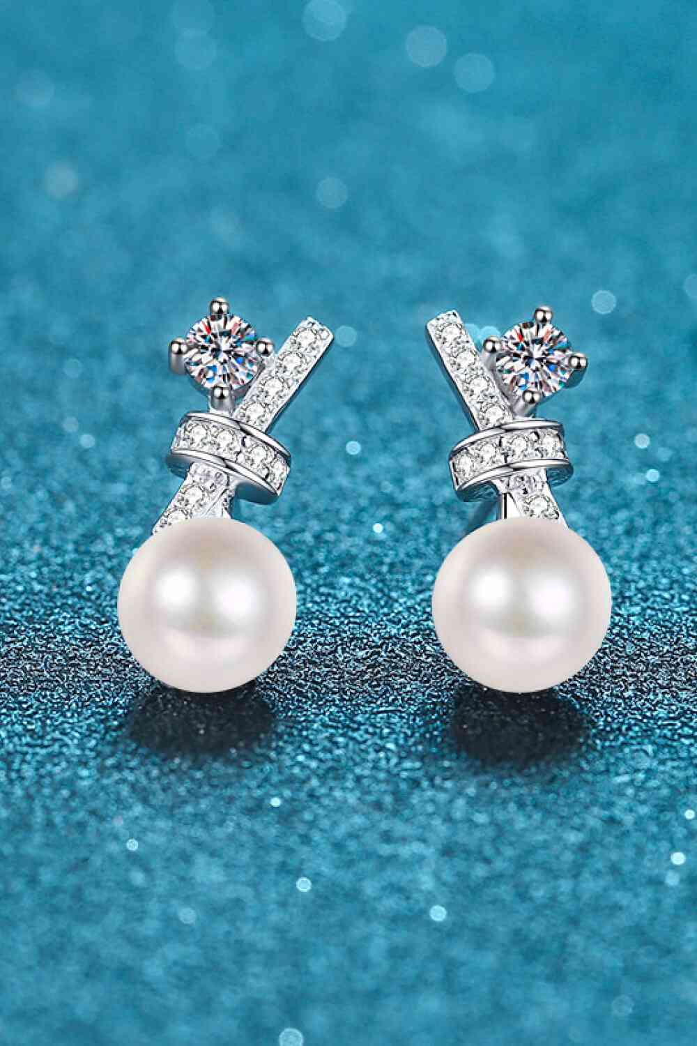 Pearl Moissanite Stud Earrings-Bijou Crush