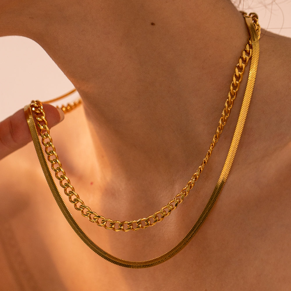 18K Gold-Plated Double Layered Necklace-Bijou Crush