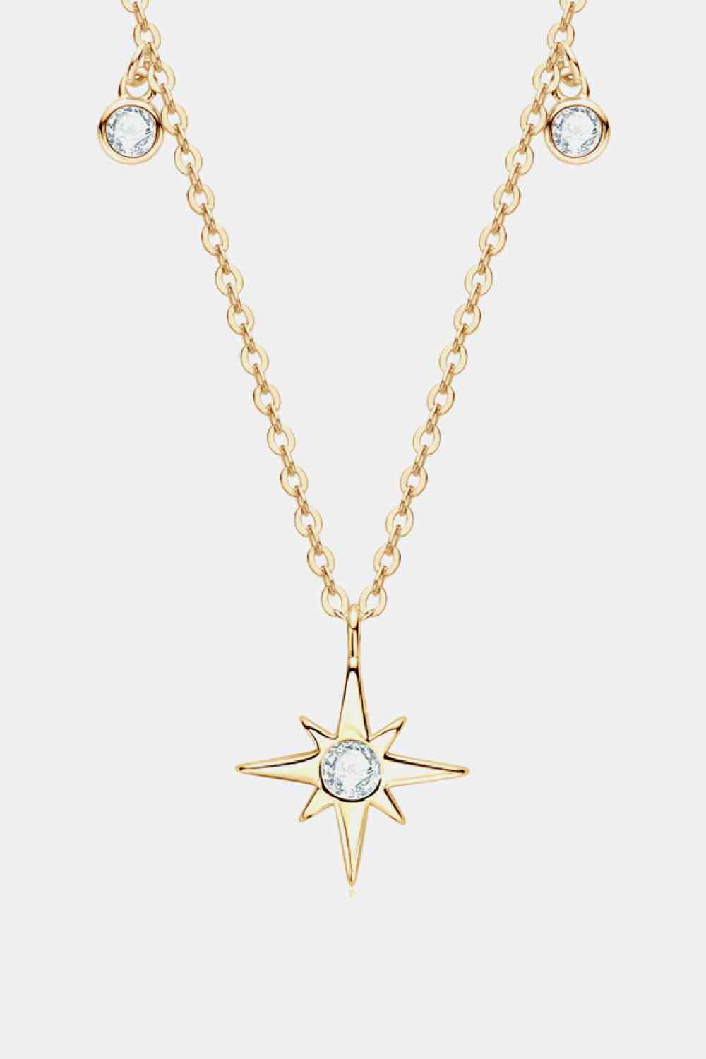 Moissanite North Star Pendant 925 Sterling Silver Necklace-Bijou Crush