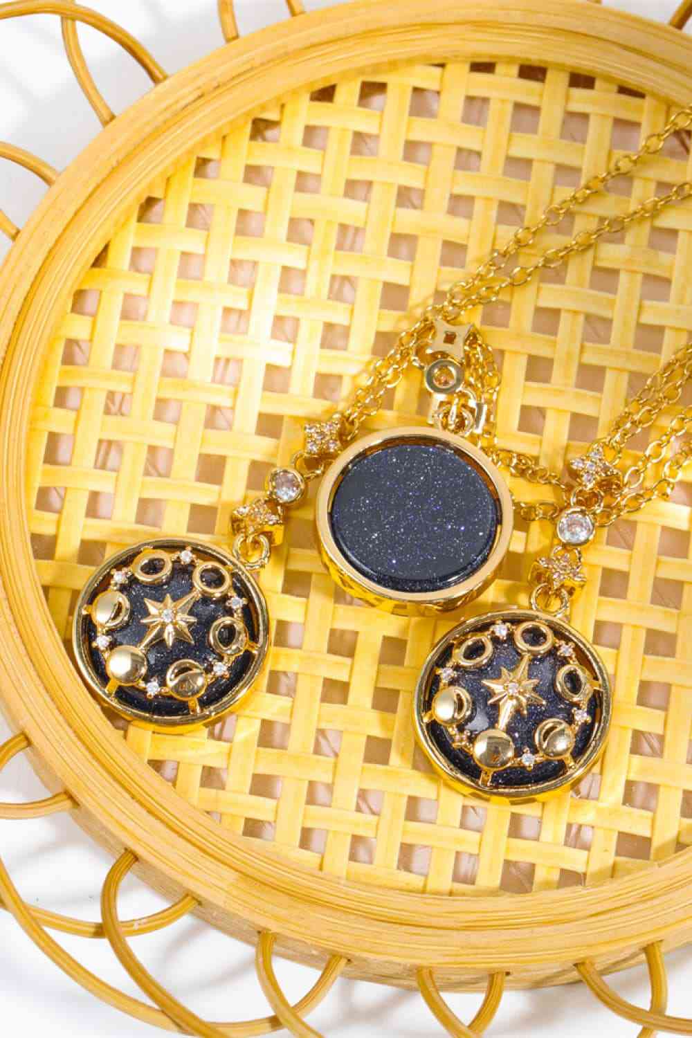 Vintage Blue Sandstone Pendant Copper Necklace-Bijou Crush