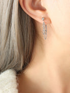 Double Trouble Titanium Steel Chain Earrings-Bijou Crush