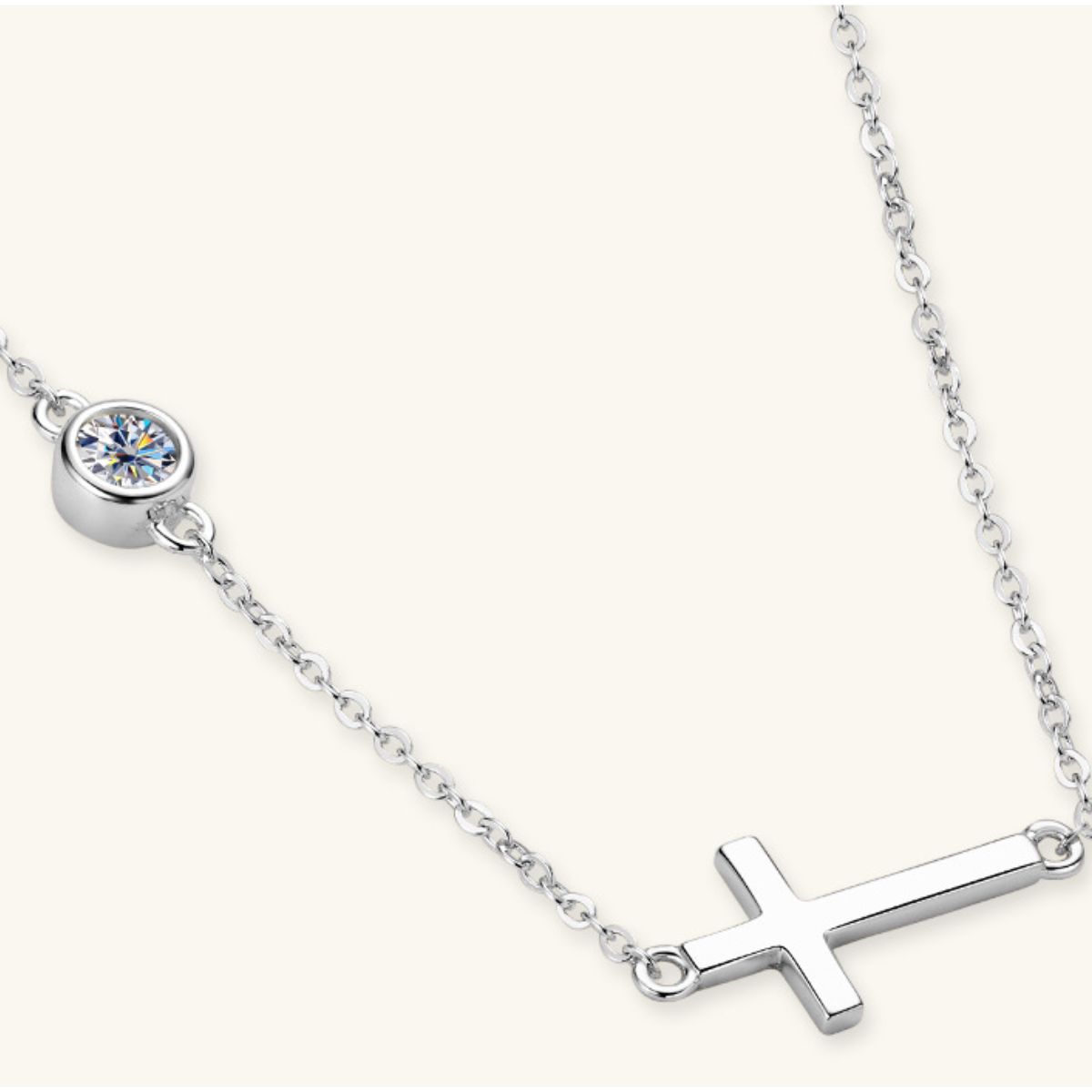 Cross 925 Sterling Silver Moissanite Necklace-Bijou Crush