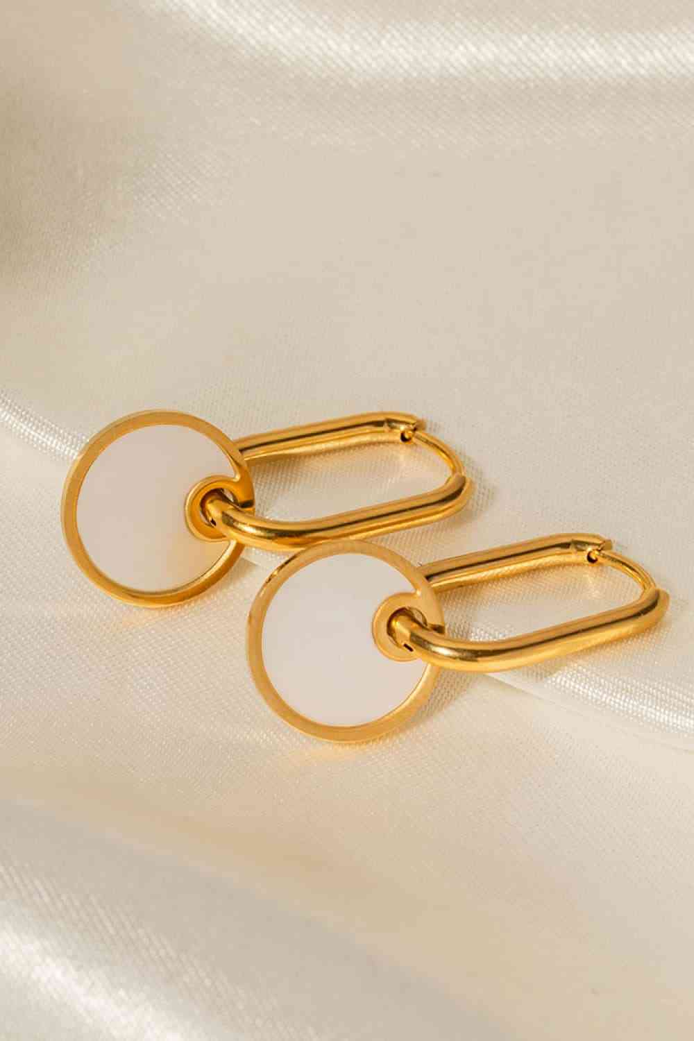 Copper White Mother-Of-Pearl Drop Earrings-Bijou Crush