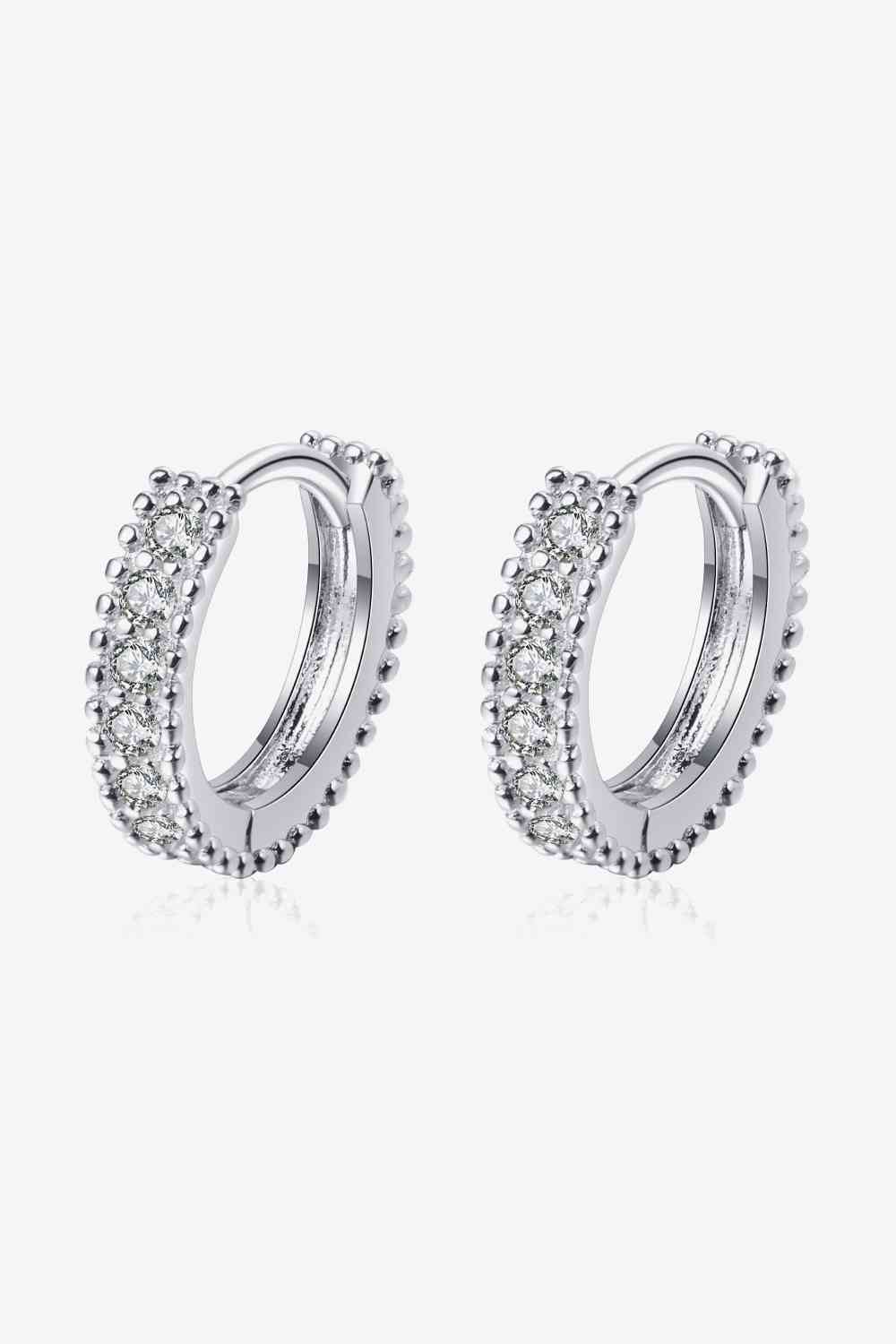 925 Sterling Silver Inlaid Moissanite Huggie Earrings-Bijou Crush