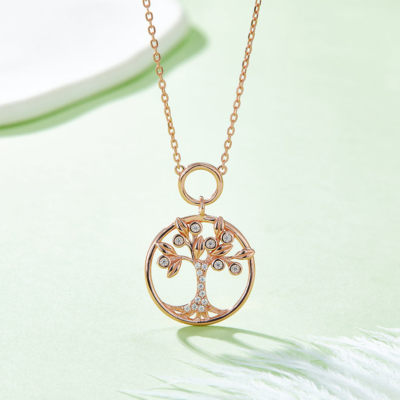 Moissanite 925 Sterling Silver Tree Of Life Pendant Necklace-Bijou Crush