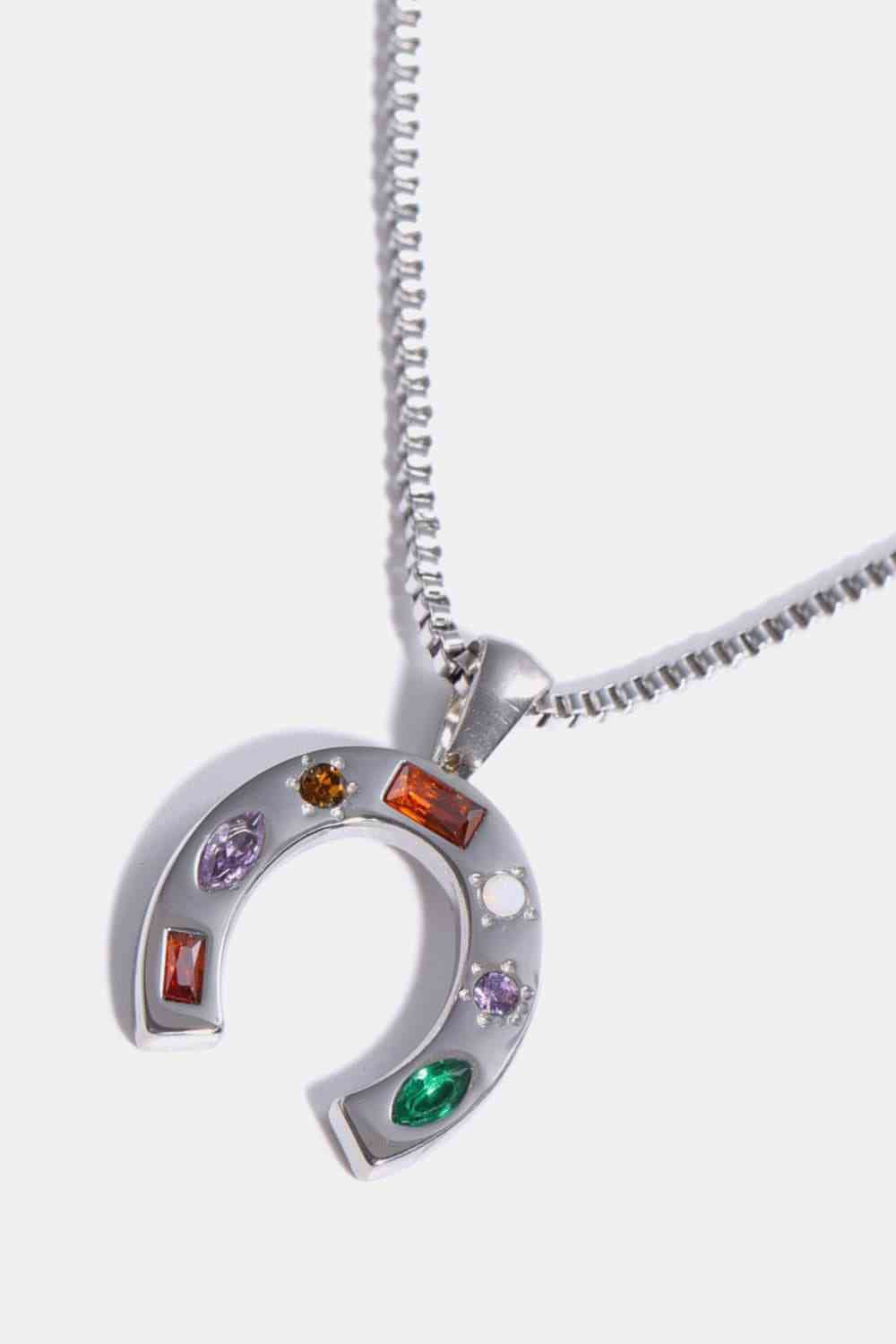Inlaid Zircon Pendant Stainless Steel Necklace-Bijou Crush