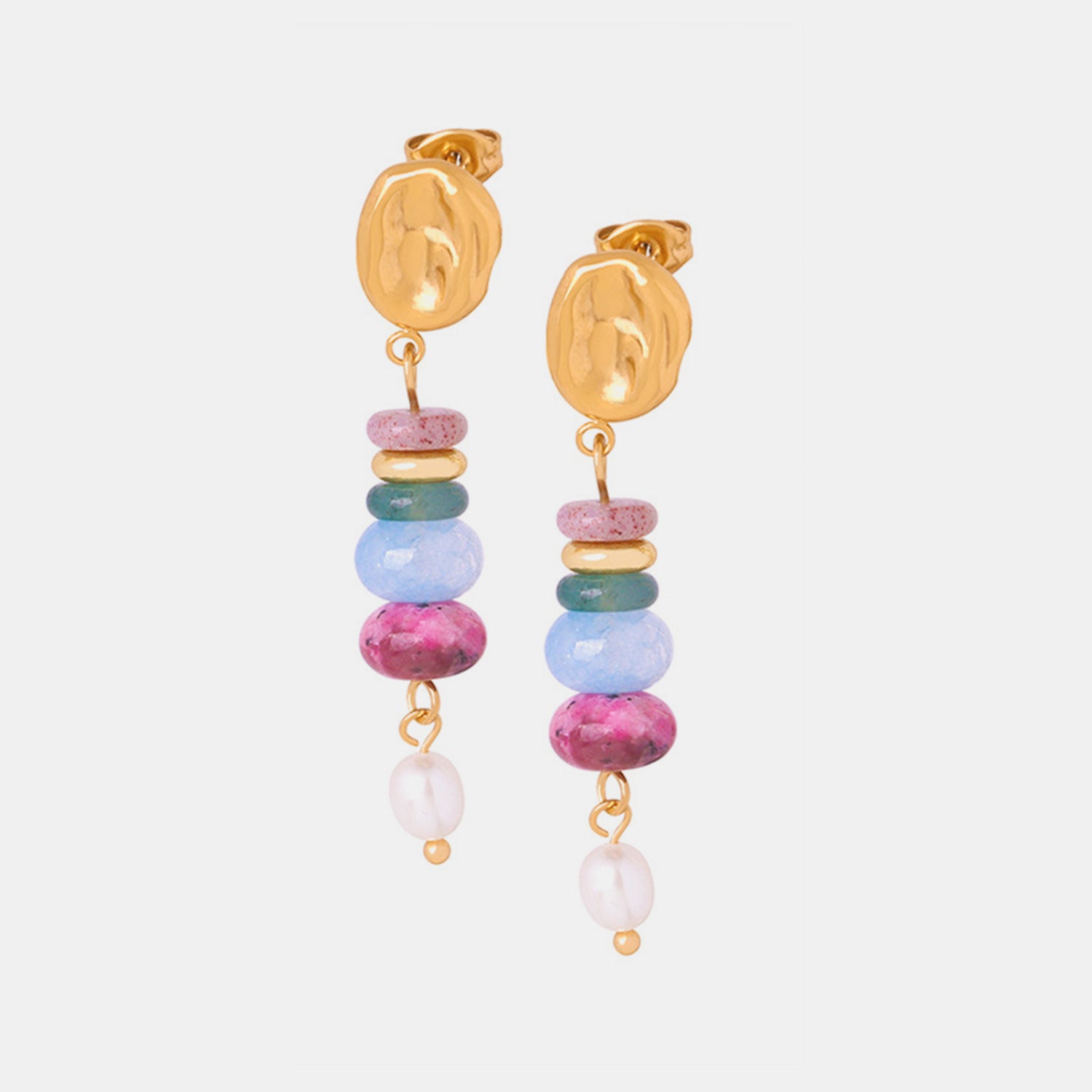 Natural Stone Freshwater Pearl Dangle Earrings-Bijou Crush