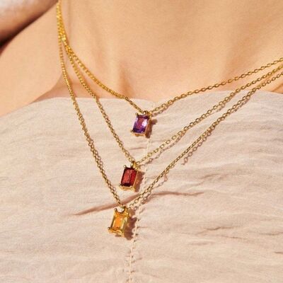 Titanium Steel Inlaid Zircon Pendant Necklace-Bijou Crush