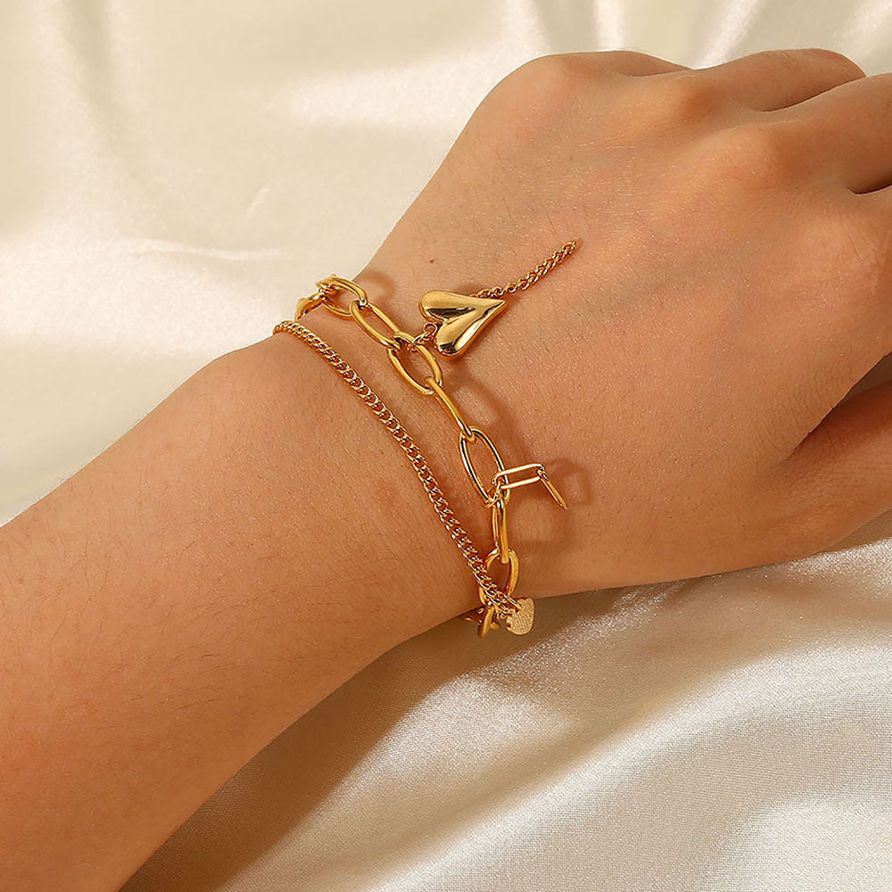 Stainless Steel Double Layered Charm Bracelet-Bijou Crush