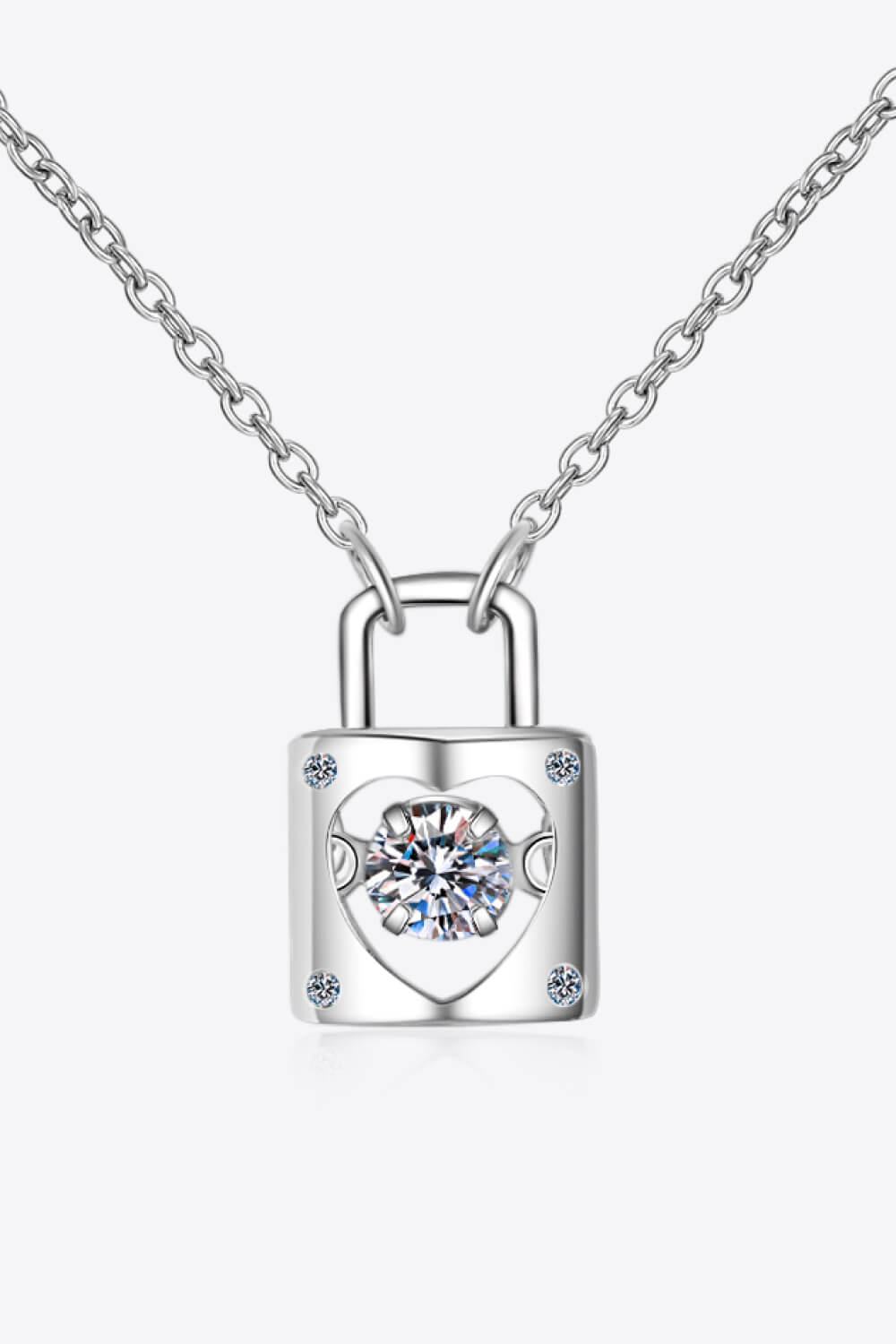 925 Sterling Silver Adored Moissanite Lock Pendant Necklace-Bijou Crush