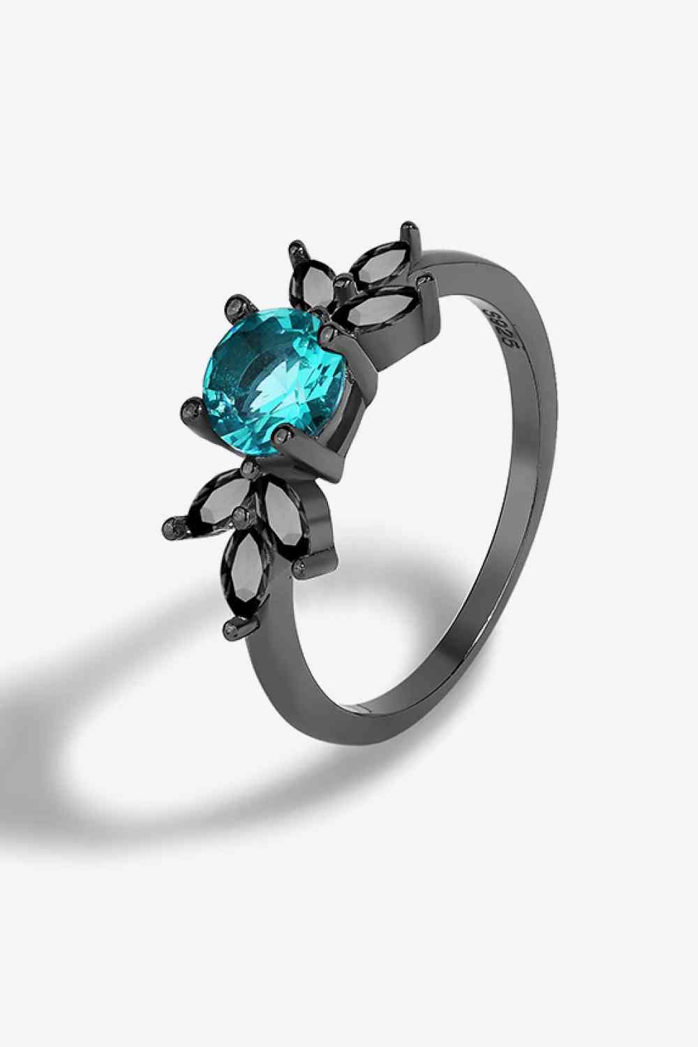 Paraiba Blue Zircon Leaf Ring-Bijou Crush