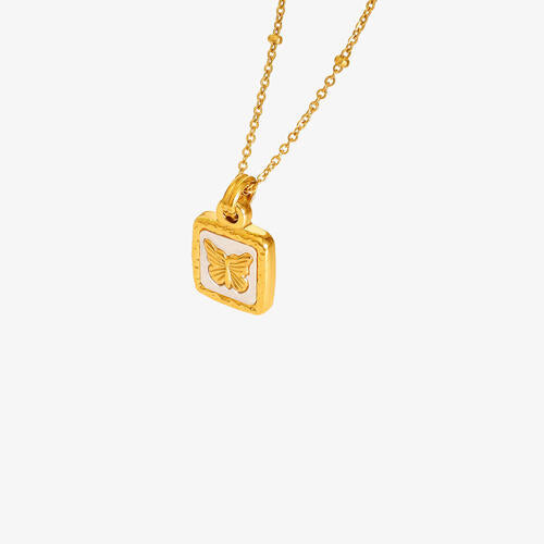 Butterfly Square Titanium Steel Pendant Necklace-Bijou Crush