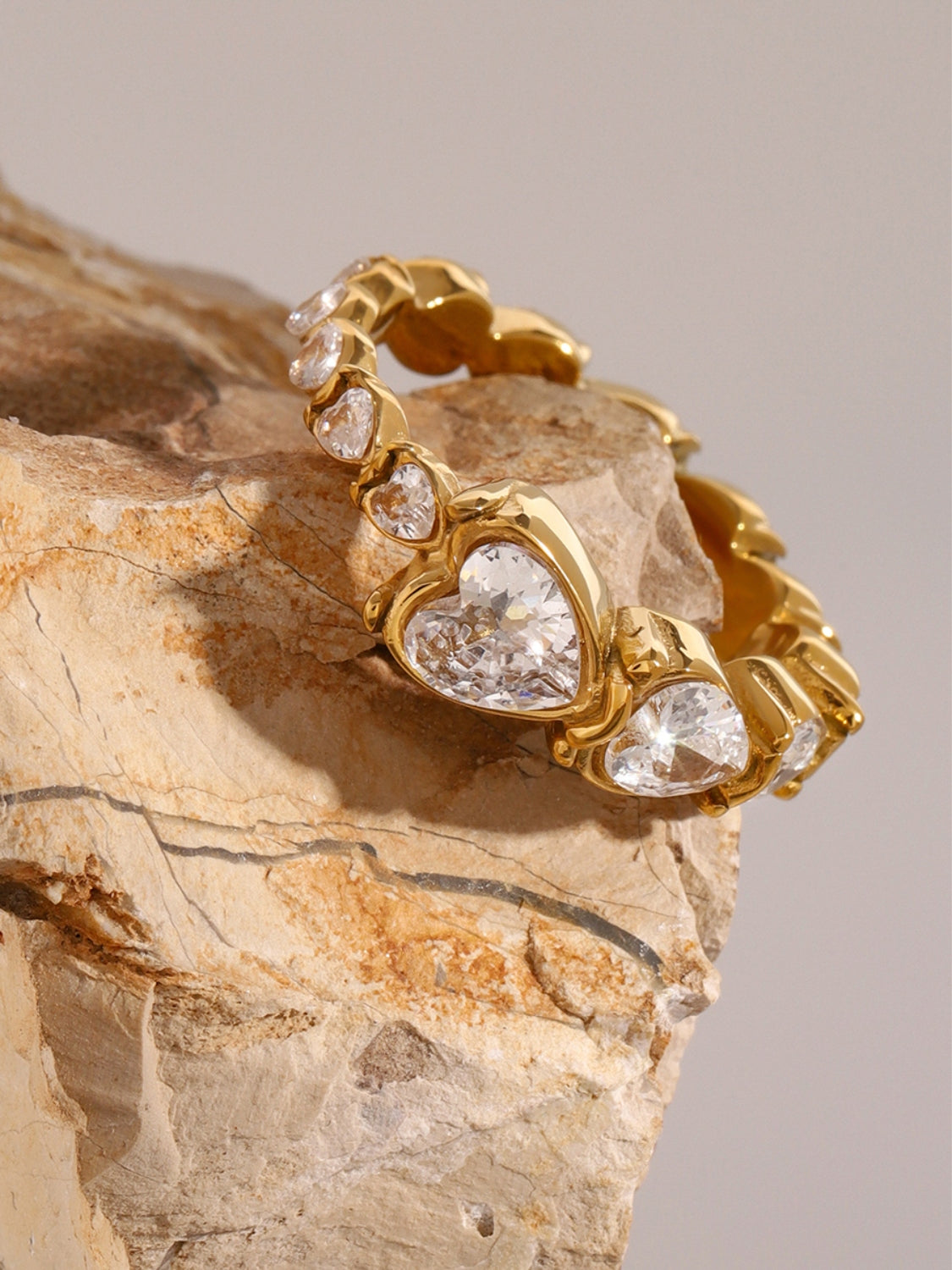 Stainless Steel Heart Rhinestone Ring-Bijou Crush