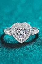 1 Carat Moissanite Heart Ring – Platinum-Plated 925 Sterling Silver-Bijou Crush
