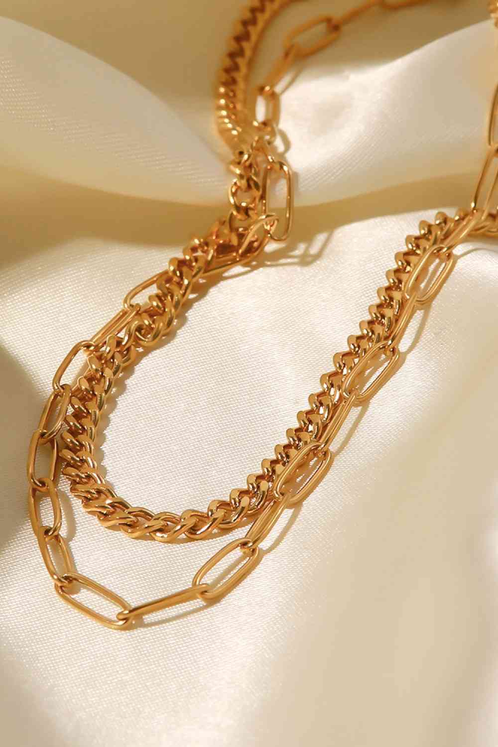 18K Gold Plated Layered Chain Necklace-Bijou Crush