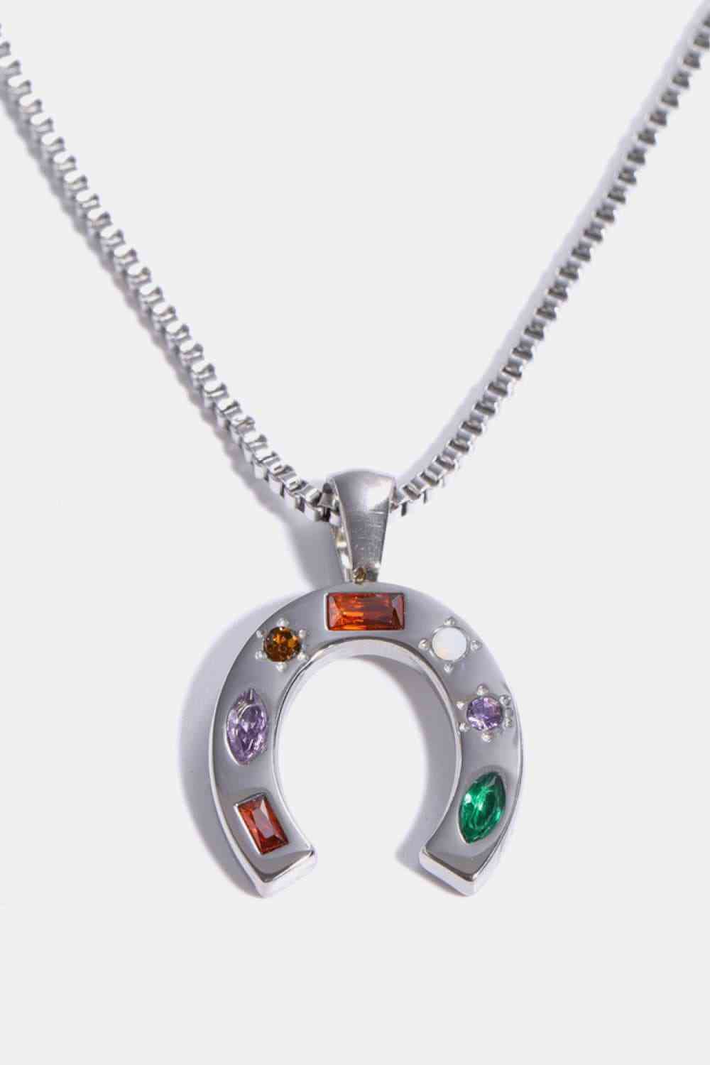 Inlaid Zircon Pendant Stainless Steel Necklace-Bijou Crush