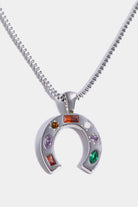 Inlaid Zircon Pendant Stainless Steel Necklace-Bijou Crush
