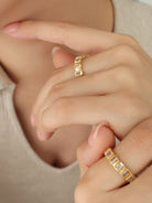 Stunning Titanium Steel Inlaid Zircon Ring-Bijou Crush