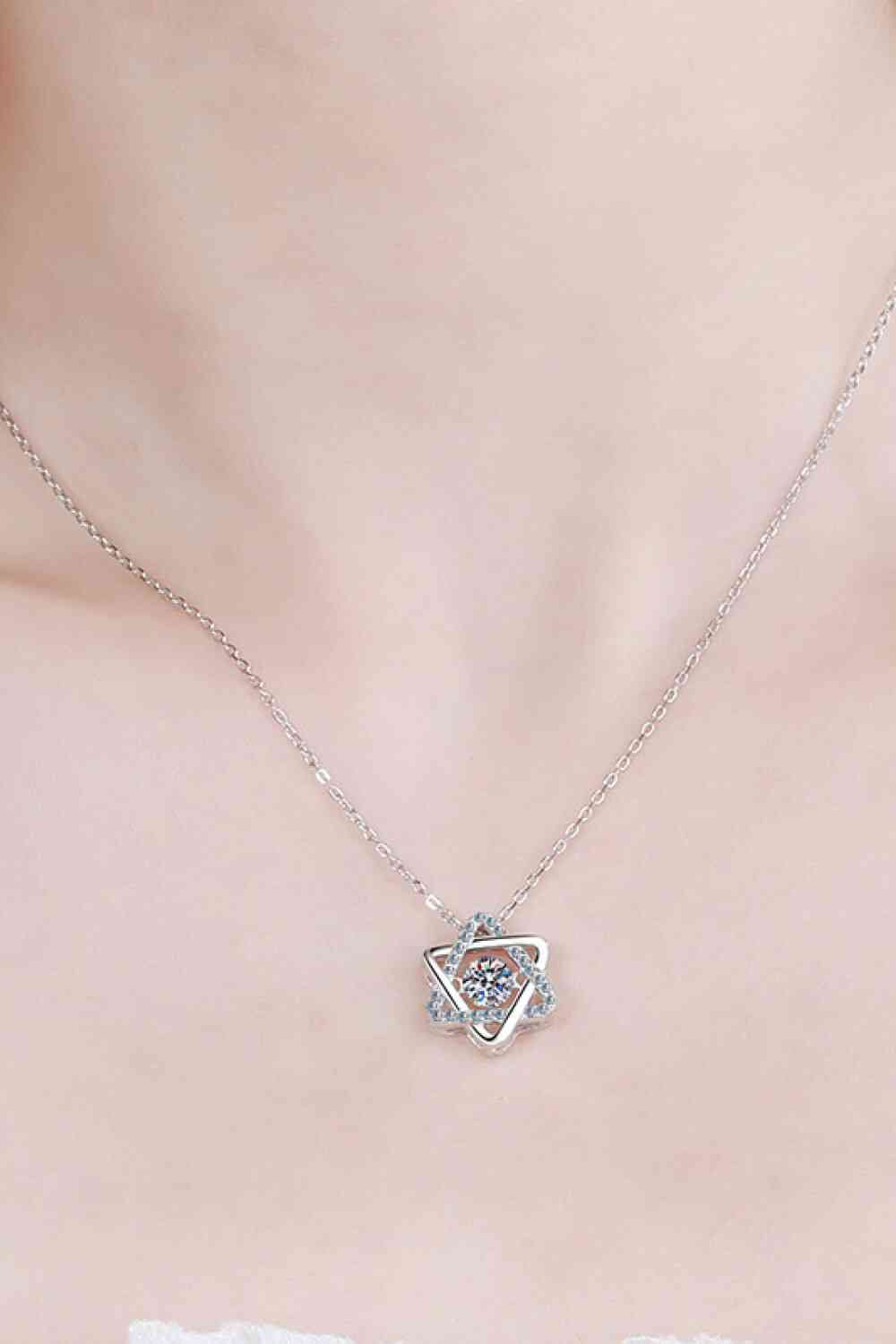 Moissanite Rhodium-Plated Chain-Link Necklace-Bijou Crush