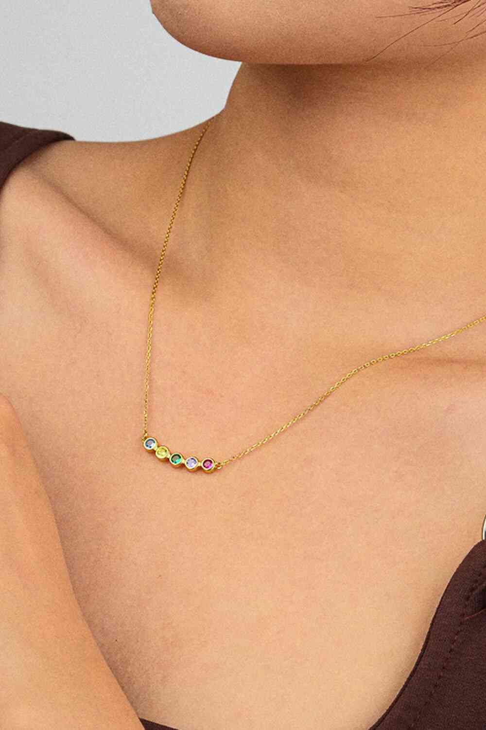 925 Sterling Silver Rainbow Cubic Zirconia Necklace-Bijou Crush