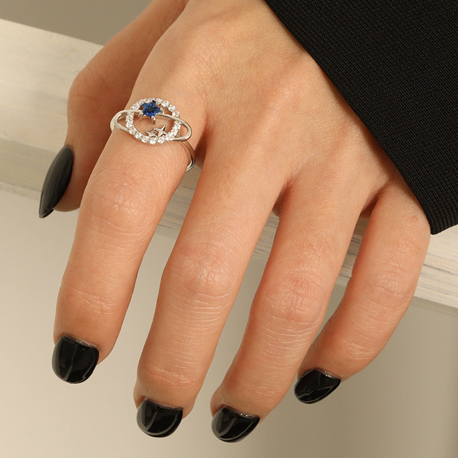 Planet Shape Inlaid Zircon 925 Sterling Silver Ring-Bijou Crush