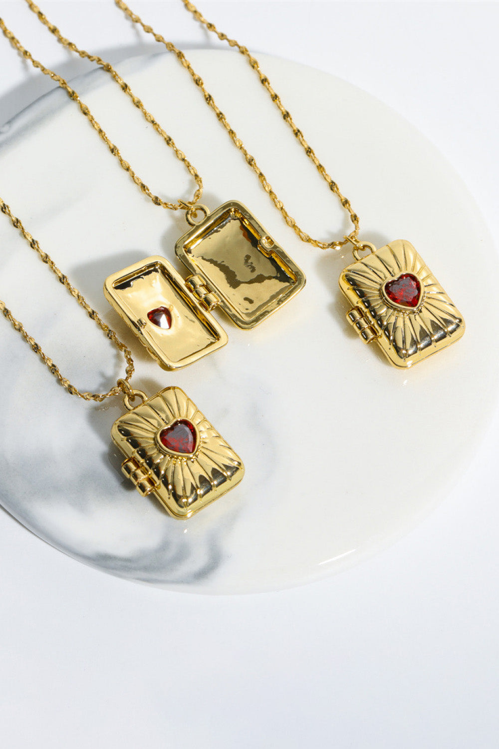 Heart Zircon Box Pendant Copper Necklace-Bijou Crush