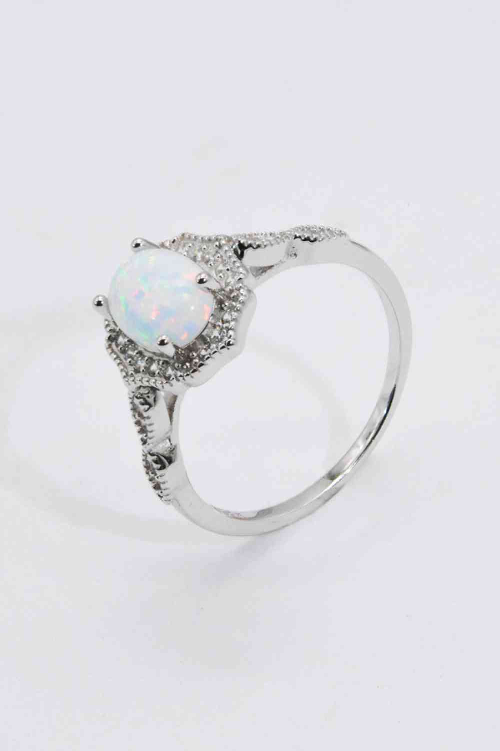 925 Sterling Silver Platinum-Plated Opal Ring-Bijou Crush