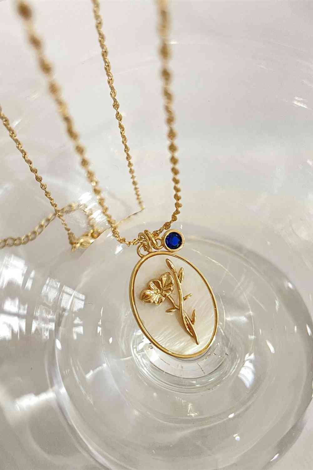 Flower Shell Pendant Copper Necklace-Bijou Crush