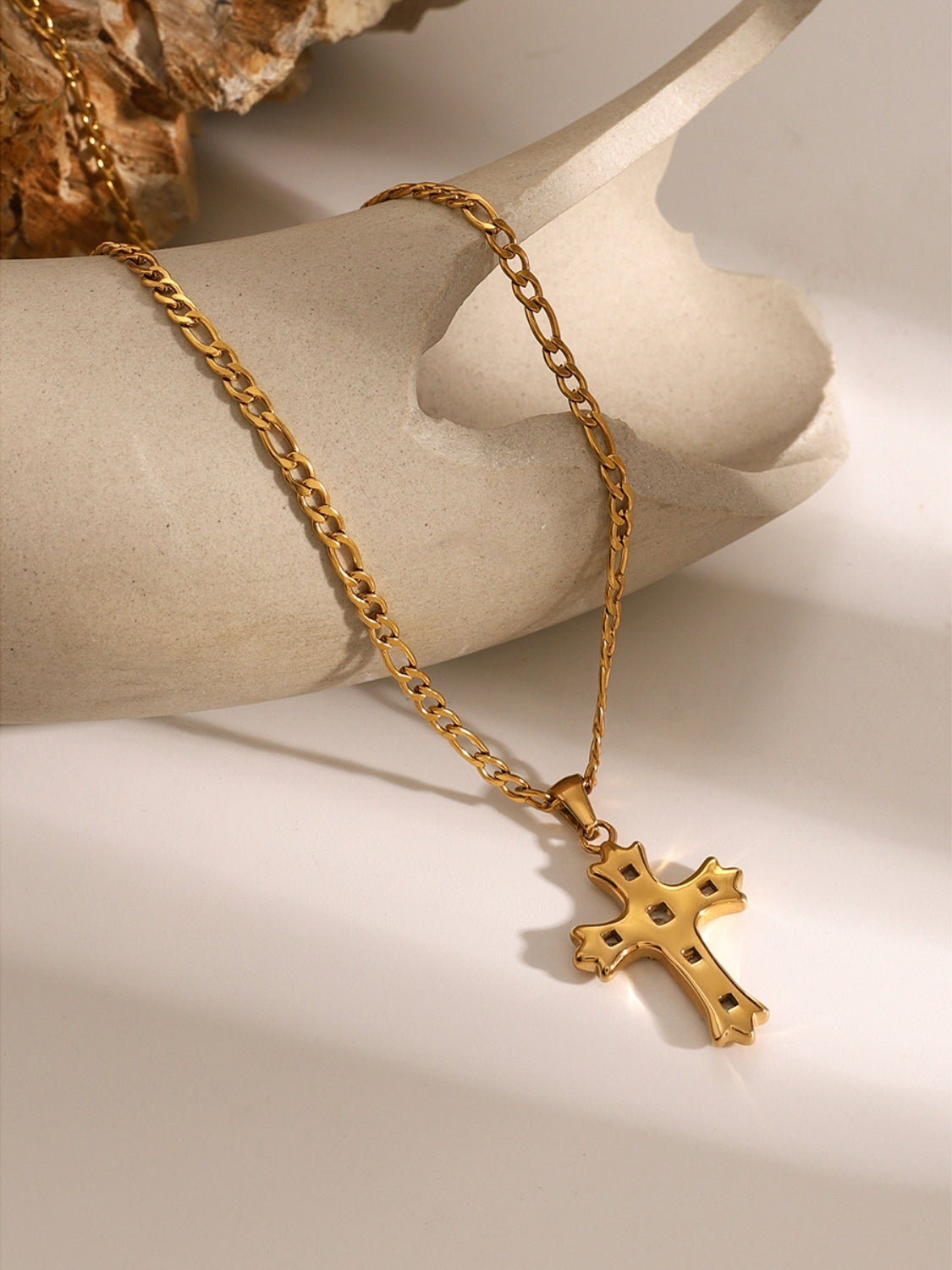 Stainless Steel Zircon Cross Pendant Necklace-Bijou Crush
