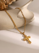 Stainless Steel Zircon Cross Pendant Necklace-Bijou Crush