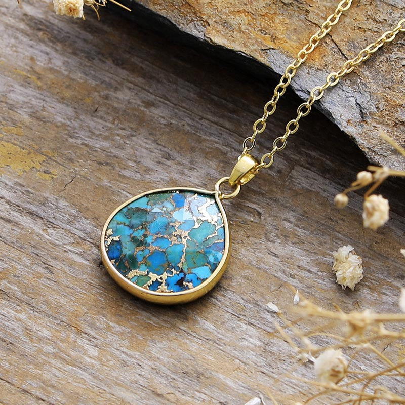 Turquoise Chain Pendant Necklace-Bijou Crush