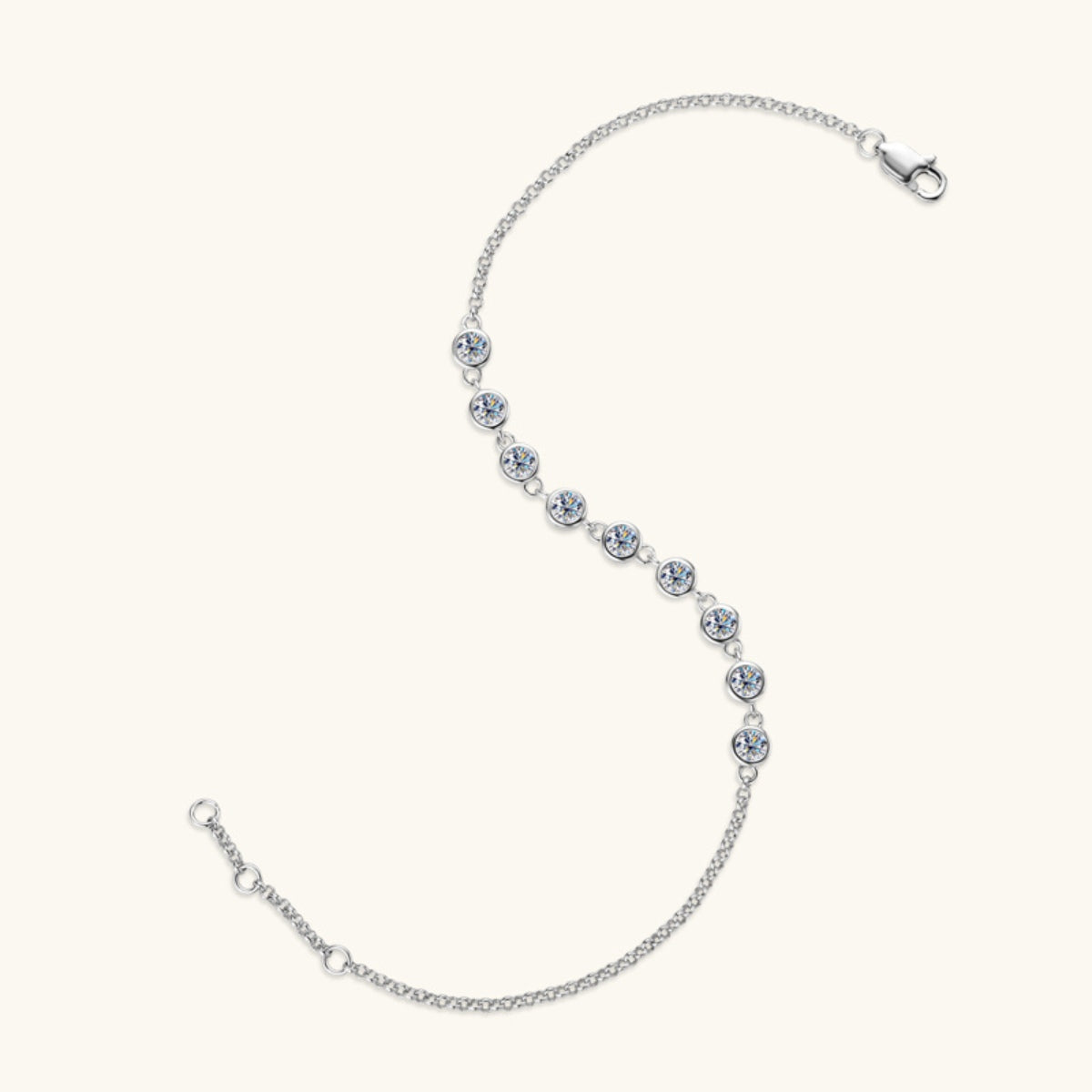 Inlaid Moissanite 925 Sterling Silver Bracelet-Bijou Crush