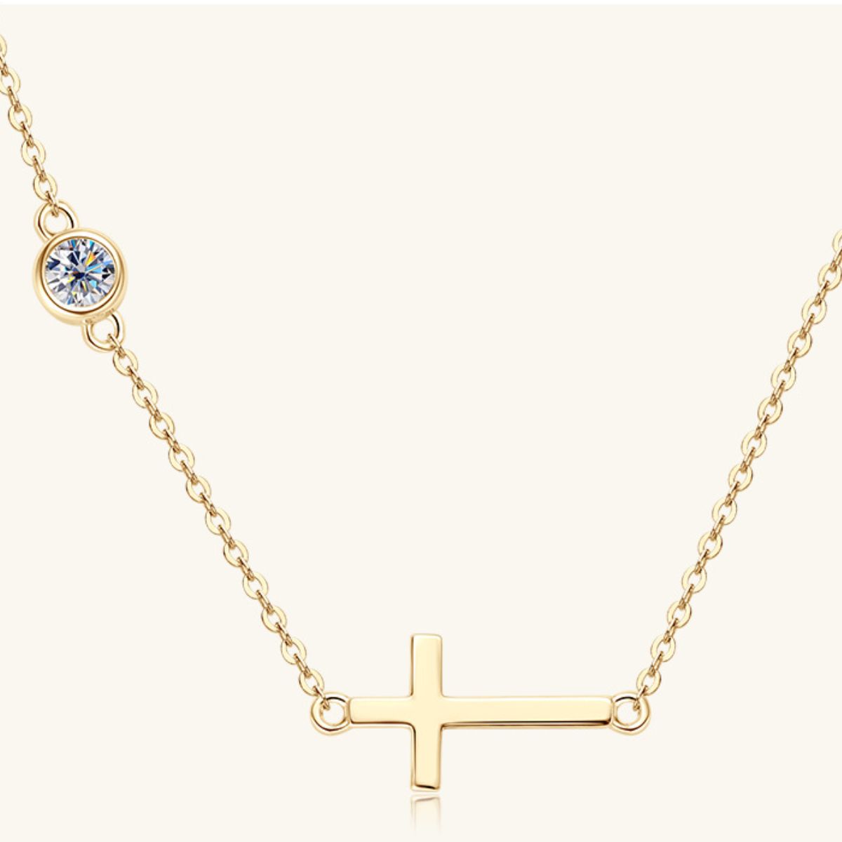 Cross 925 Sterling Silver Moissanite Necklace-Bijou Crush
