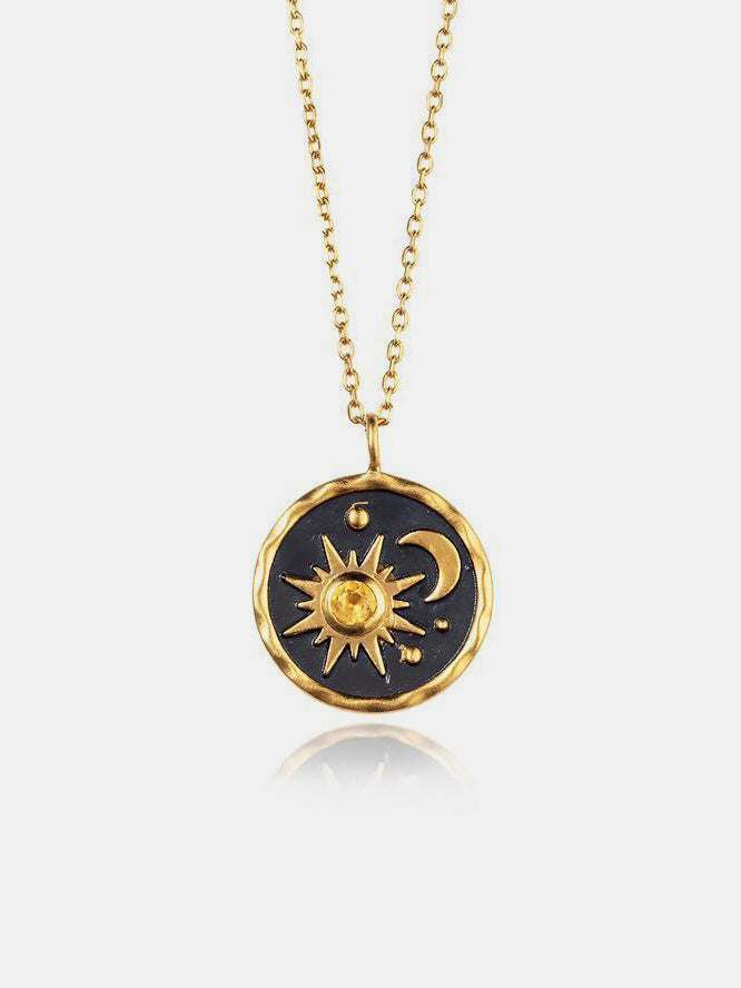 Alloy Inland Zircon Sun & Moon Necklace-Bijou Crush