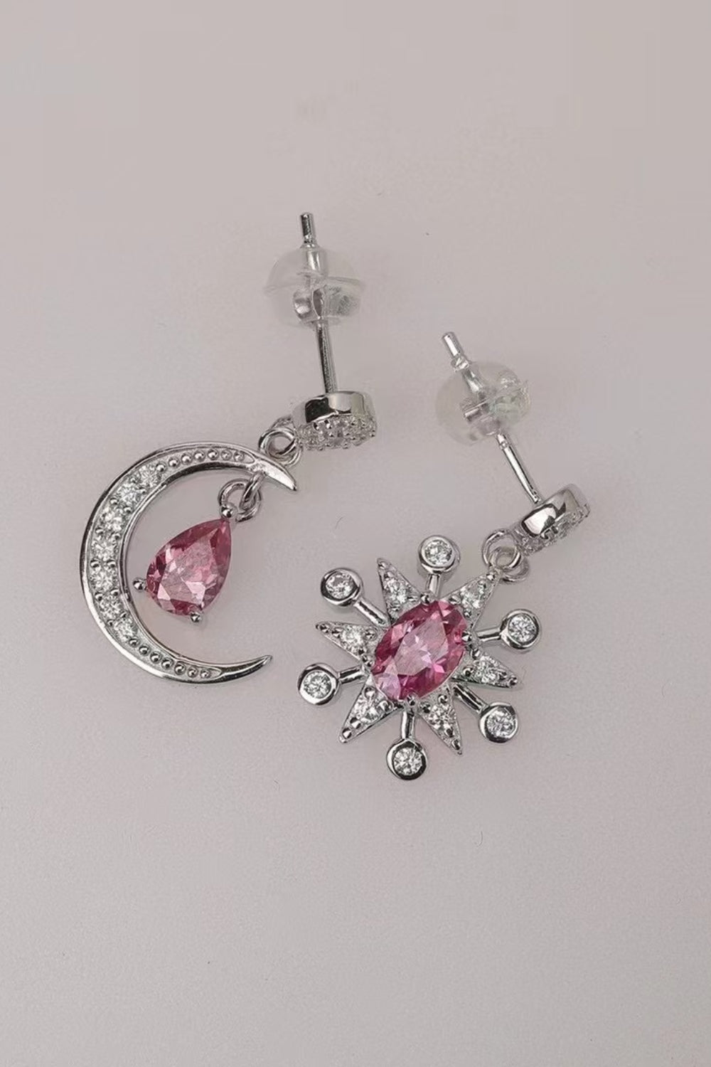1 Carat Moissanite 925 Sterling Silver Moon & Star Earrings-Bijou Crush