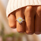 Flower Shape Zircon Platinum-Plated 925 Sterling Silver Ring-Bijou Crush