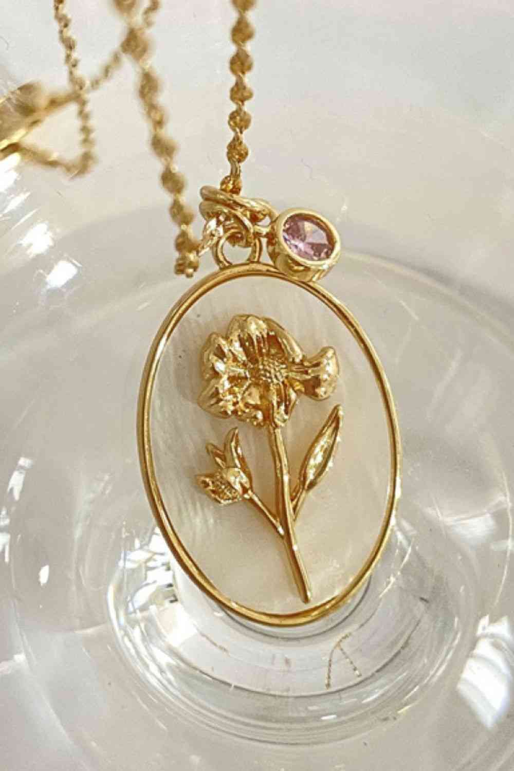 Flower Shell Pendant Copper Necklace-Bijou Crush