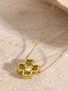 Stainless Steel Zircon Lucky Clover Pendant Necklace-Bijou Crush