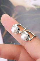Moissanite Pearl 925 Sterling Silver Earrings-Bijou Crush